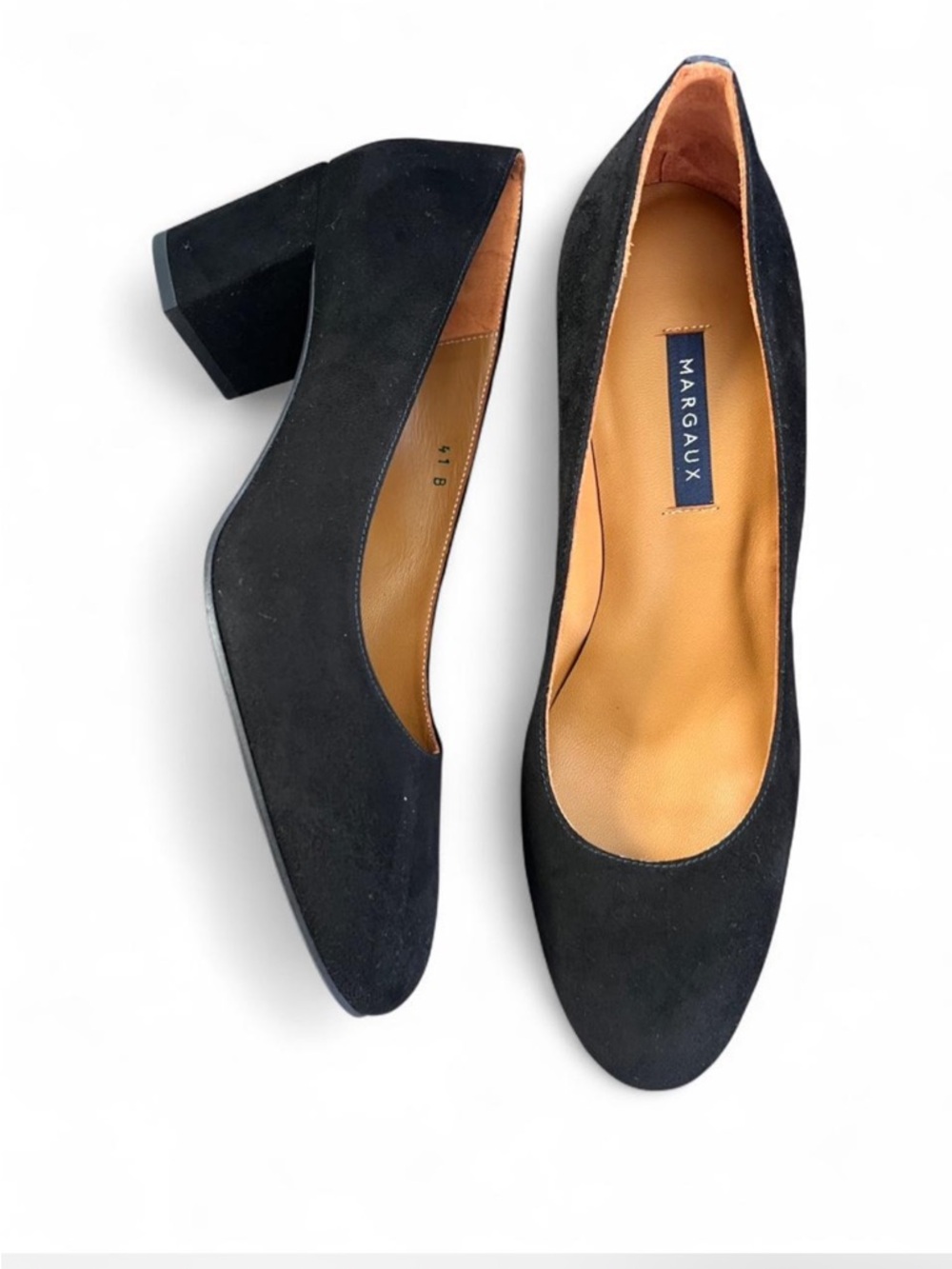 Margaux Women's Block Heel Black Pump Black Suede 40.5 (US 10) NWB
